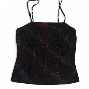Black, red & silver sparkly/shimmer 90’s women’s tank top - size M/L